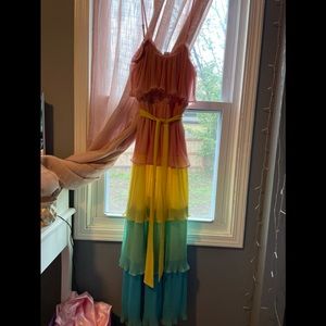 Pride Rainbow 🌈 Tiered Maxi Dress Lg